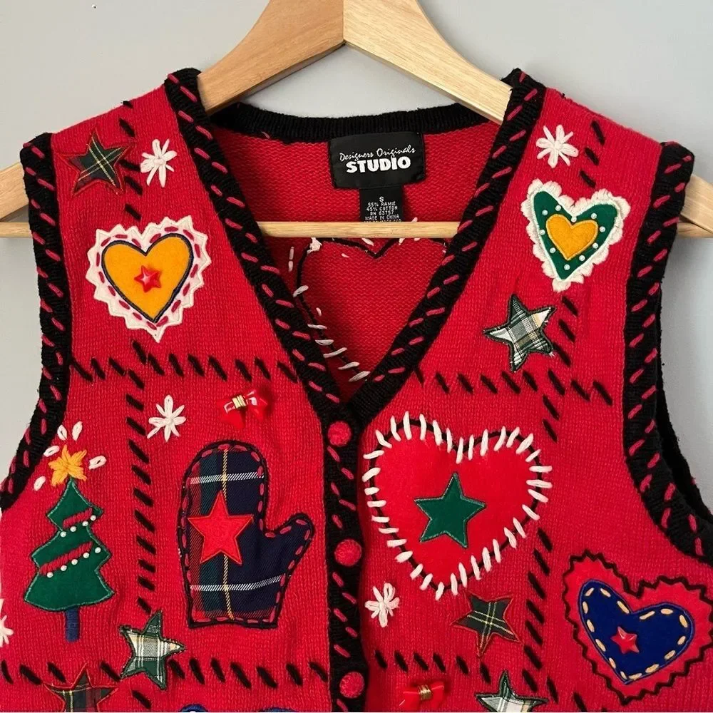 Designers Originals Studio Vintage 1990s Christmas Holiday Sweater Vest Size S